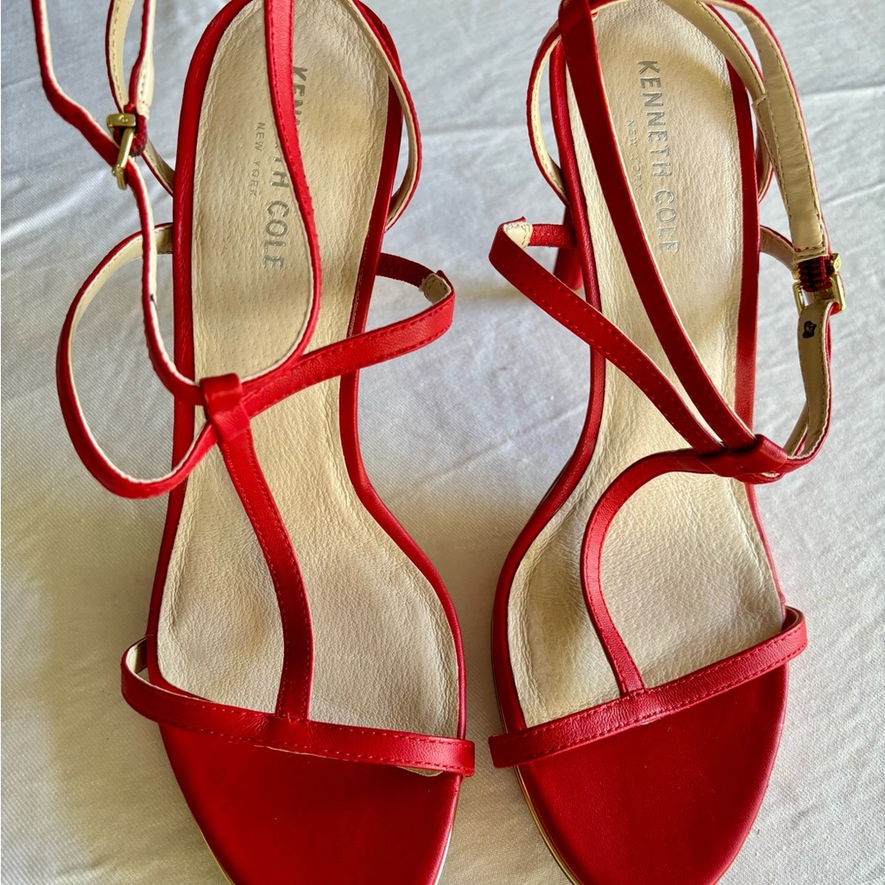Kenneth Cole Vibrant Red Strappy Heels Bellamy